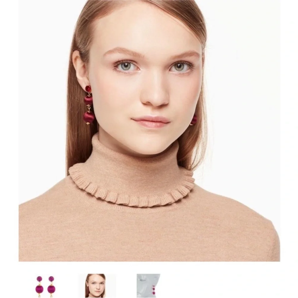 Kate Spade New York Women's Linear Graduated Ball Earrings (Fuchsia)